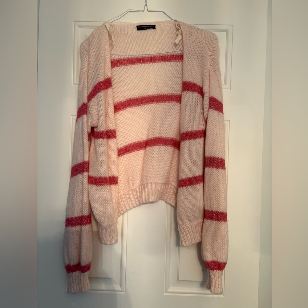Generation Love Pink and Cream Striped Cardigan
